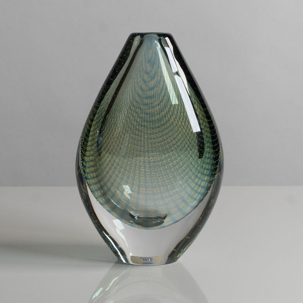 Sven Palmquist for Orrefors, "Kraka" vase in clear, blue and amber glass M5663