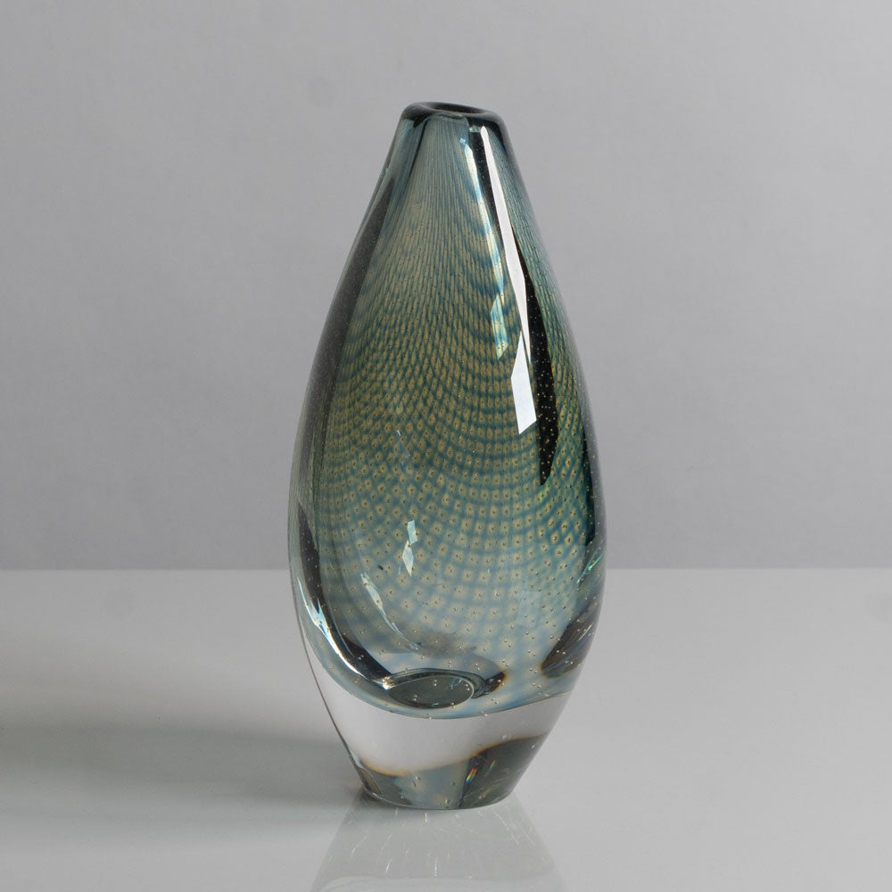 Sven Palmquist for Orrefors, "Kraka" vase in clear, blue and amber glass M5663