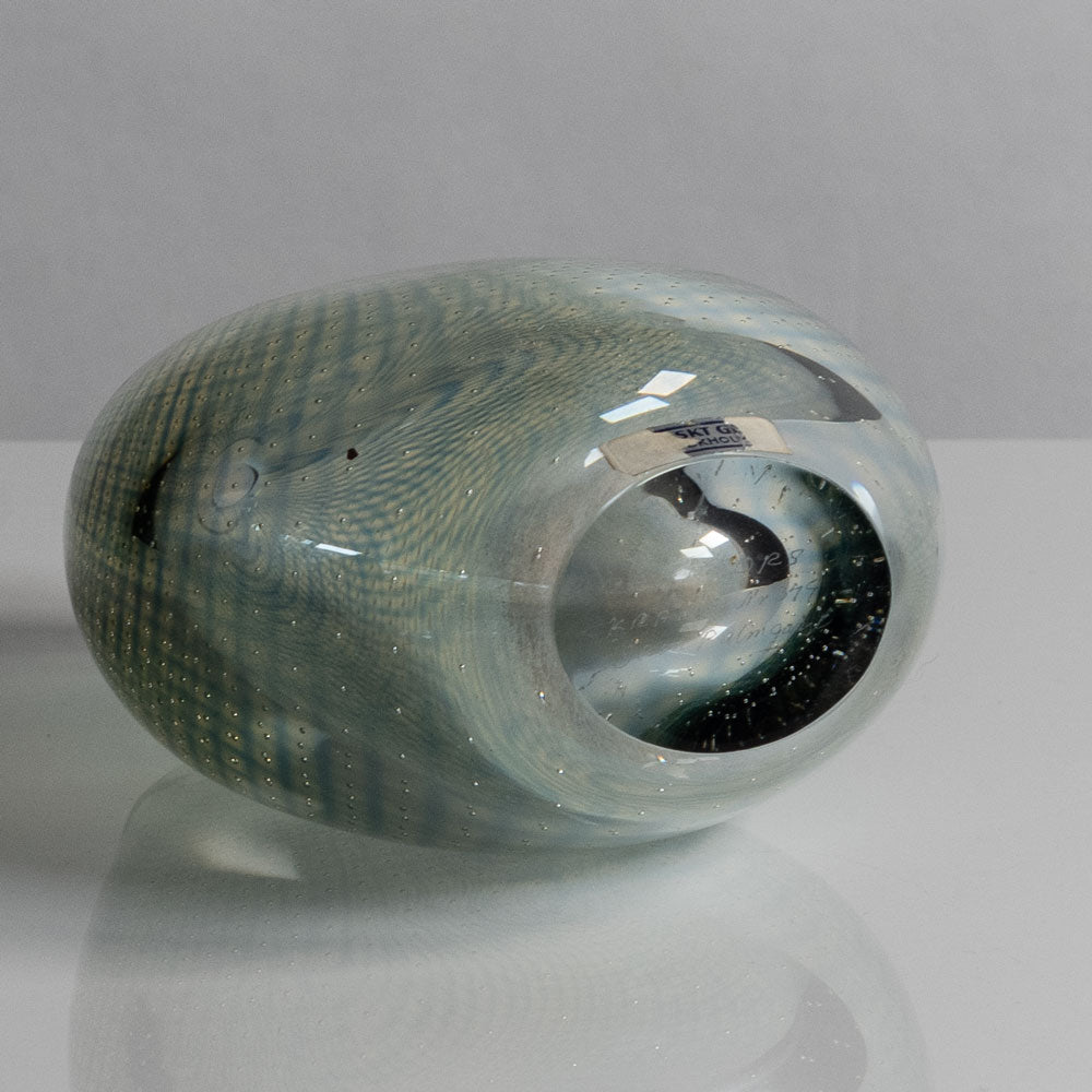 Sven Palmquist for Orrefors, "Kraka" vase in clear, blue and amber glass M5663