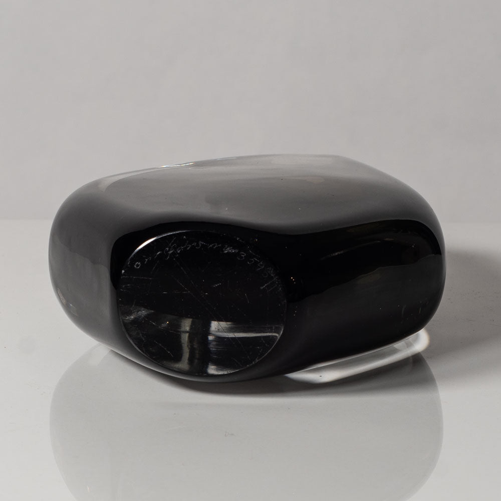 Nils Landberg for Orrefors, Sweden, gray glass diamond shaped "Sommerso" vase L3517