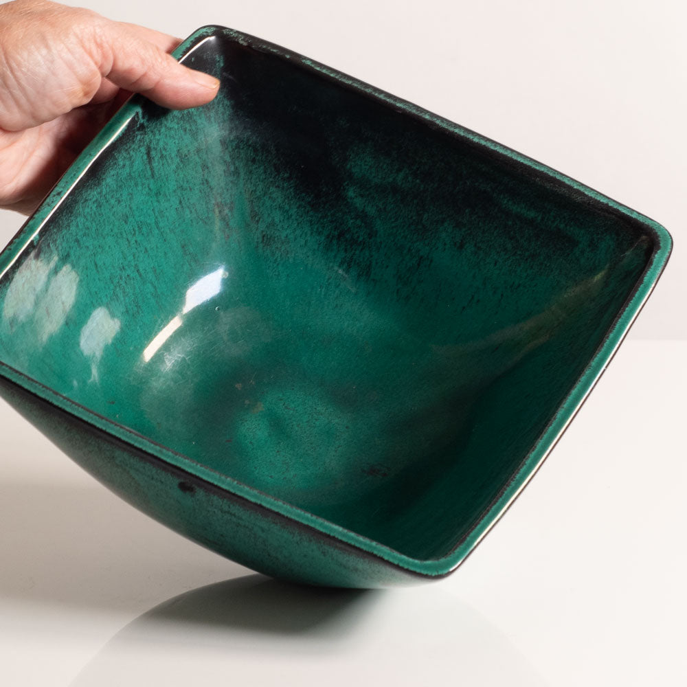 Nils Kahler for Kähler Keramik, Denmark, earthenware bowl with black and green glaze M5575