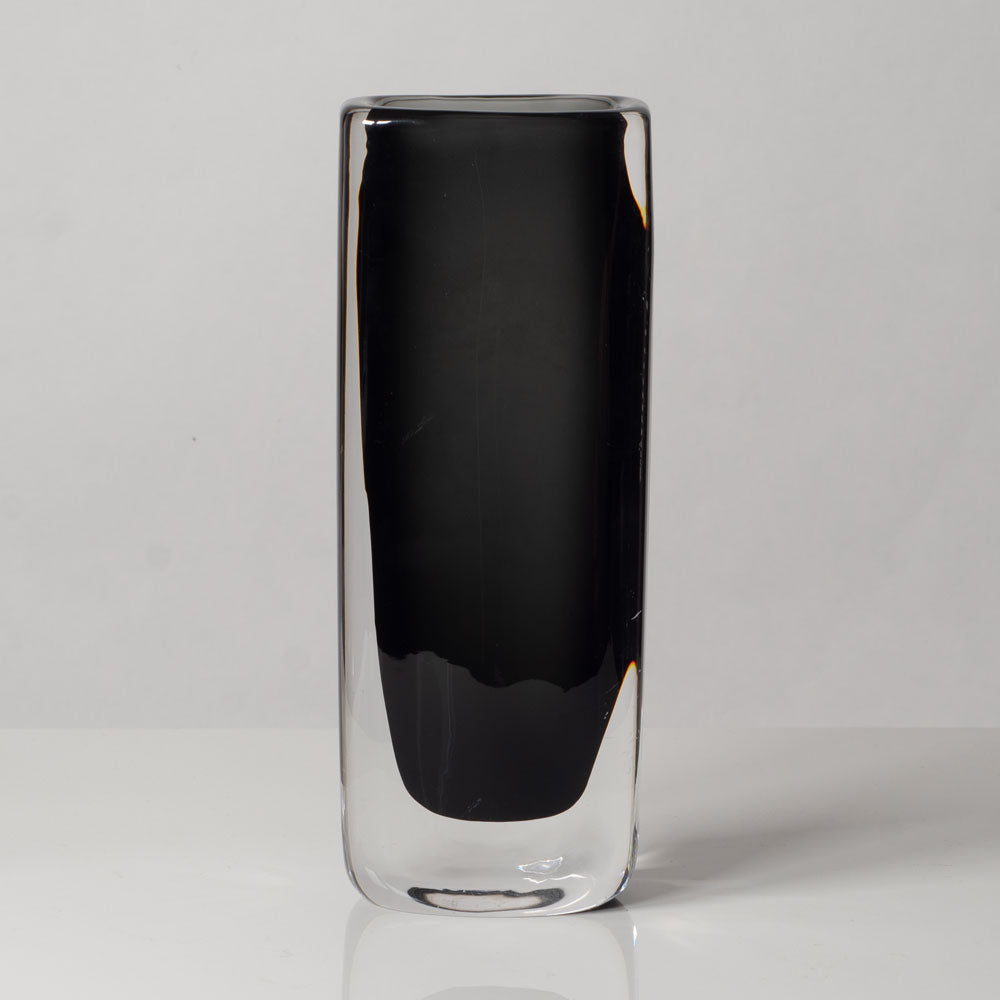 Nils Landberg for Orrefors, Sweden, dark gray glass "Sommerso" vase L3490