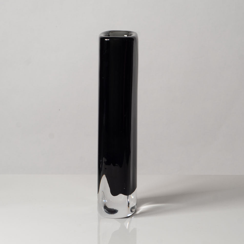 Nils Landberg for Orrefors, Sweden, dark gray glass "Sommerso" vase L3490