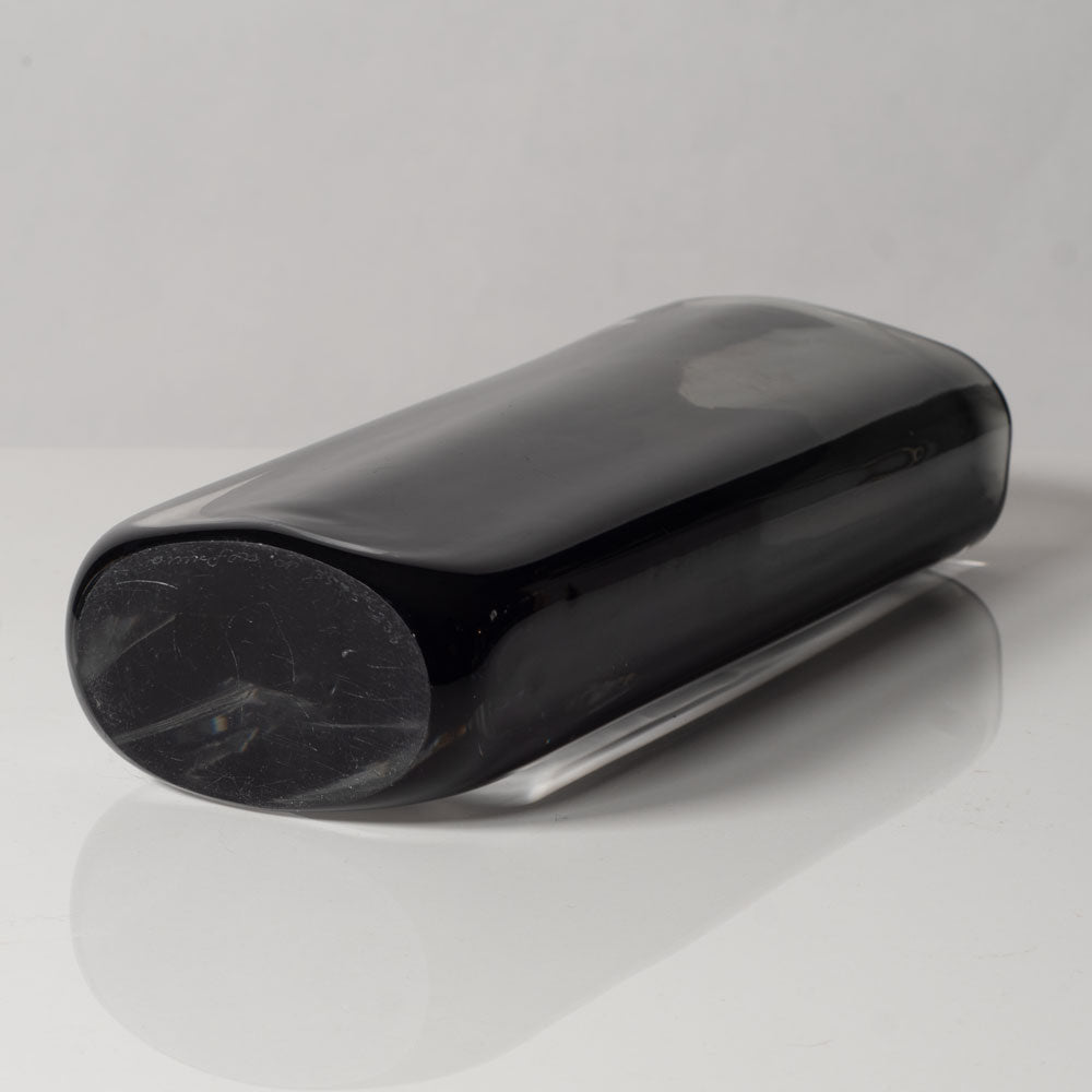 Nils Landberg for Orrefors, Sweden, dark gray glass "Sommerso" vase L3490