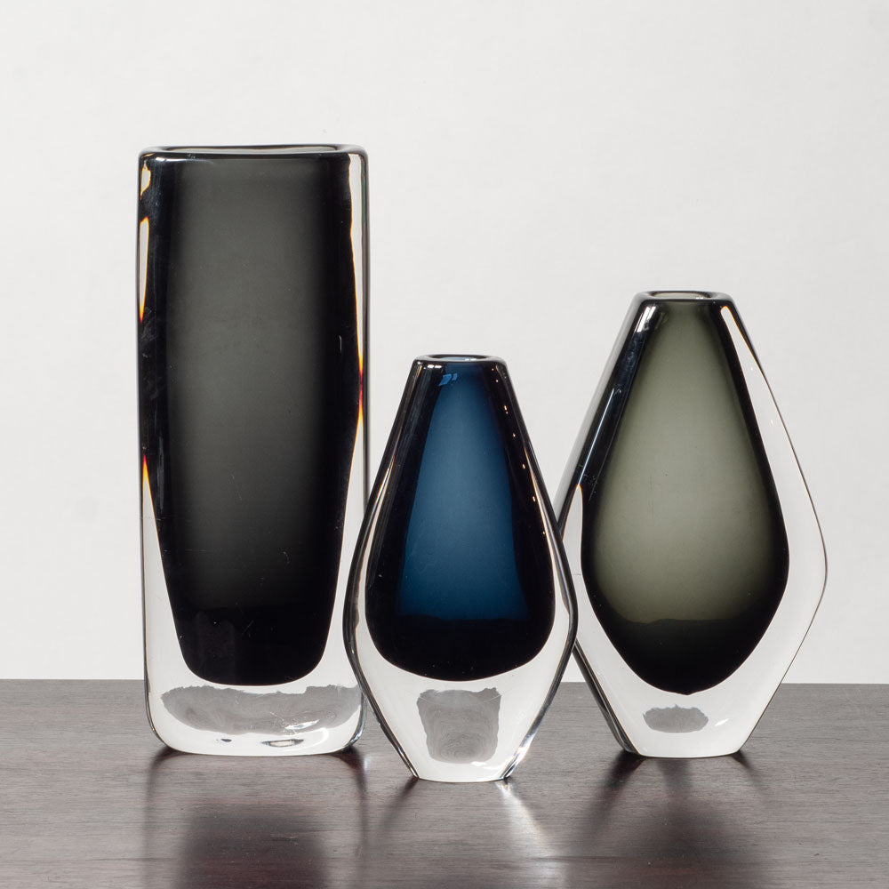 Group of "Sommerso" vases by Nils Landberg for Orrefors, Sweden