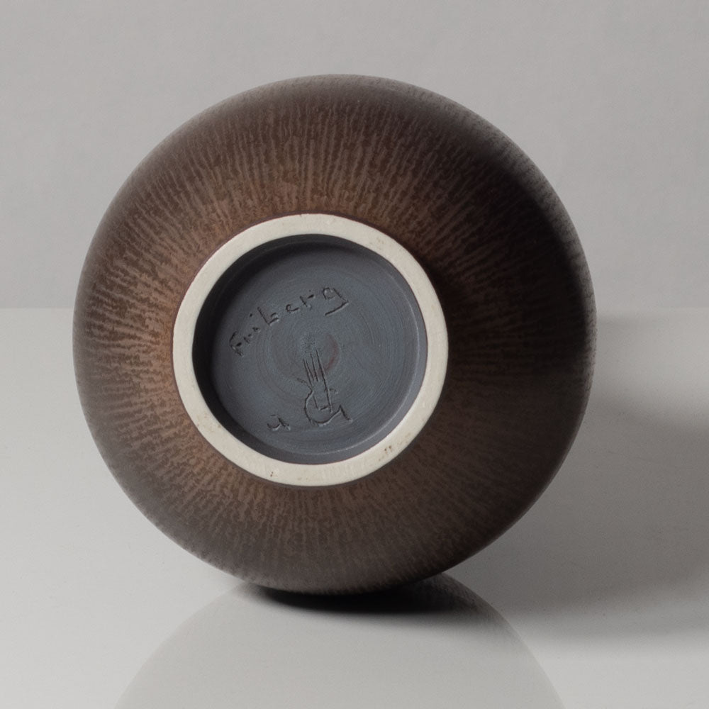 Berndt Friberg for Gustavsberg, Sweden, unique stoneware vase with brown haresfur glaze L3558