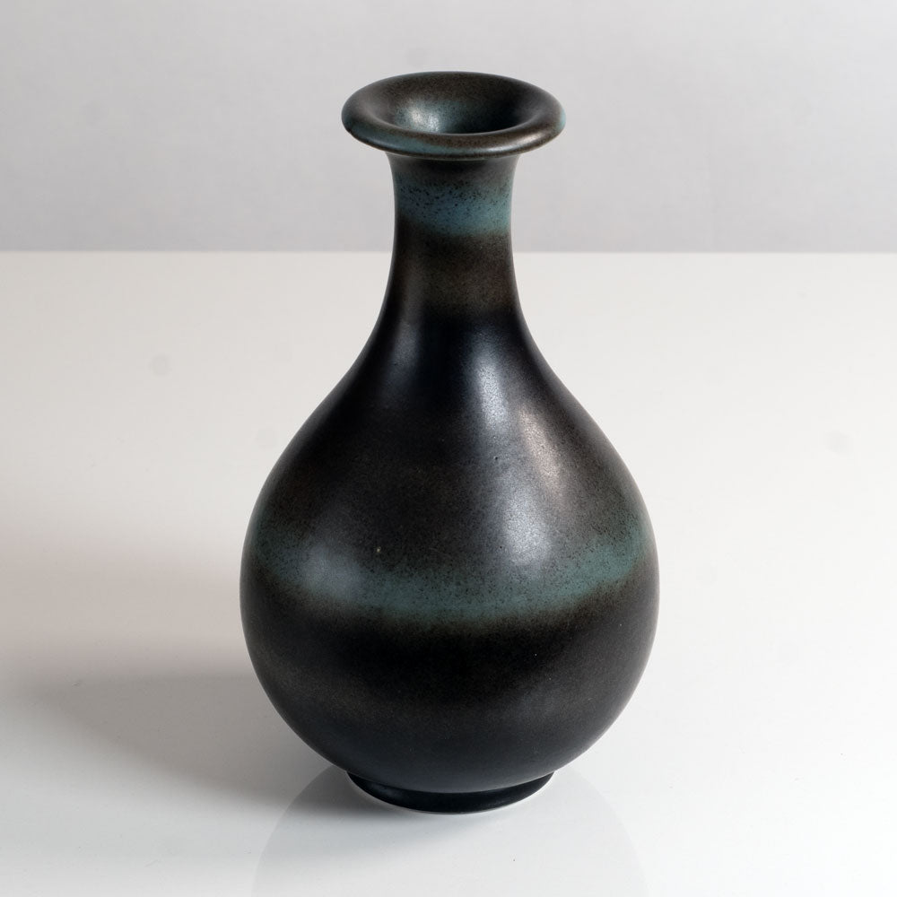 Gunnar Nylund for Rörstrand, Sweden, stoneware vase with black and blue glaze M5689