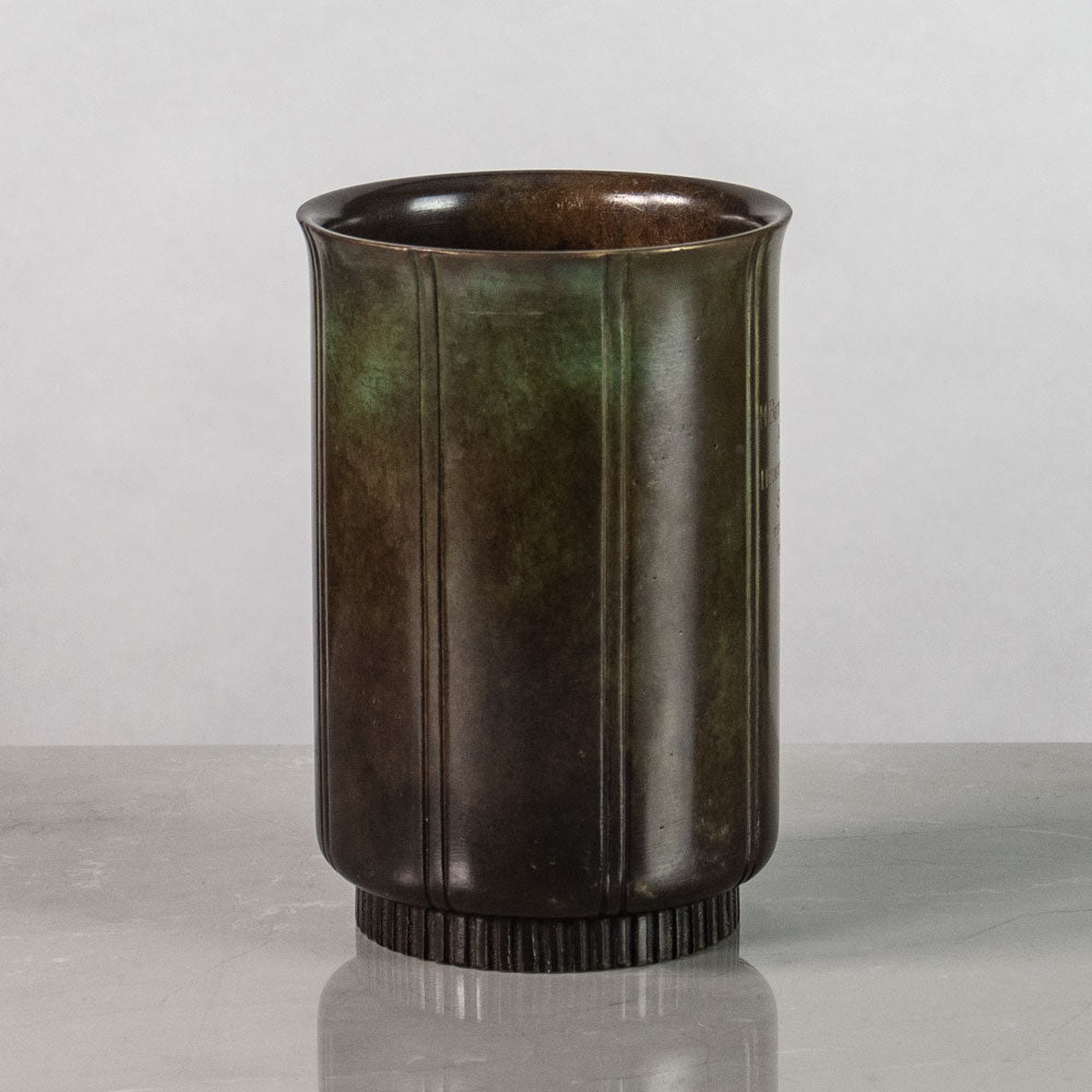 Just Andersen for GAB, Sweden, bronze cylindrical vase J1504