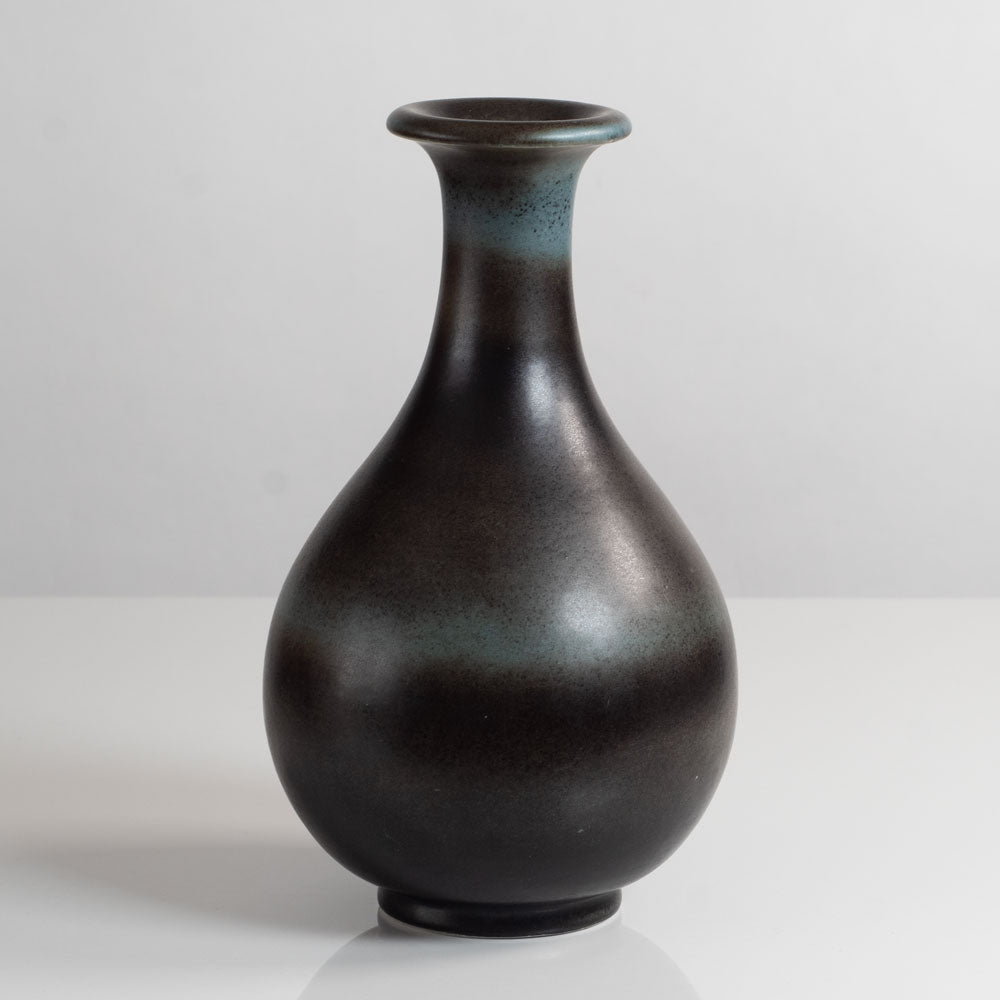 Gunnar Nylund for Rörstrand, Sweden, stoneware vase with black and blue glaze M5689