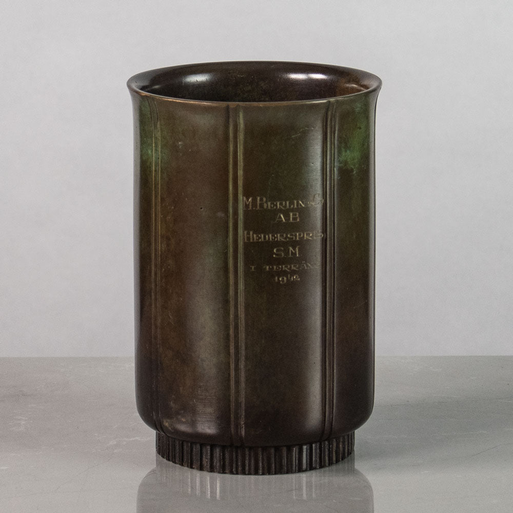 Just Andersen for GAB, Sweden, bronze cylindrical  vase J1504