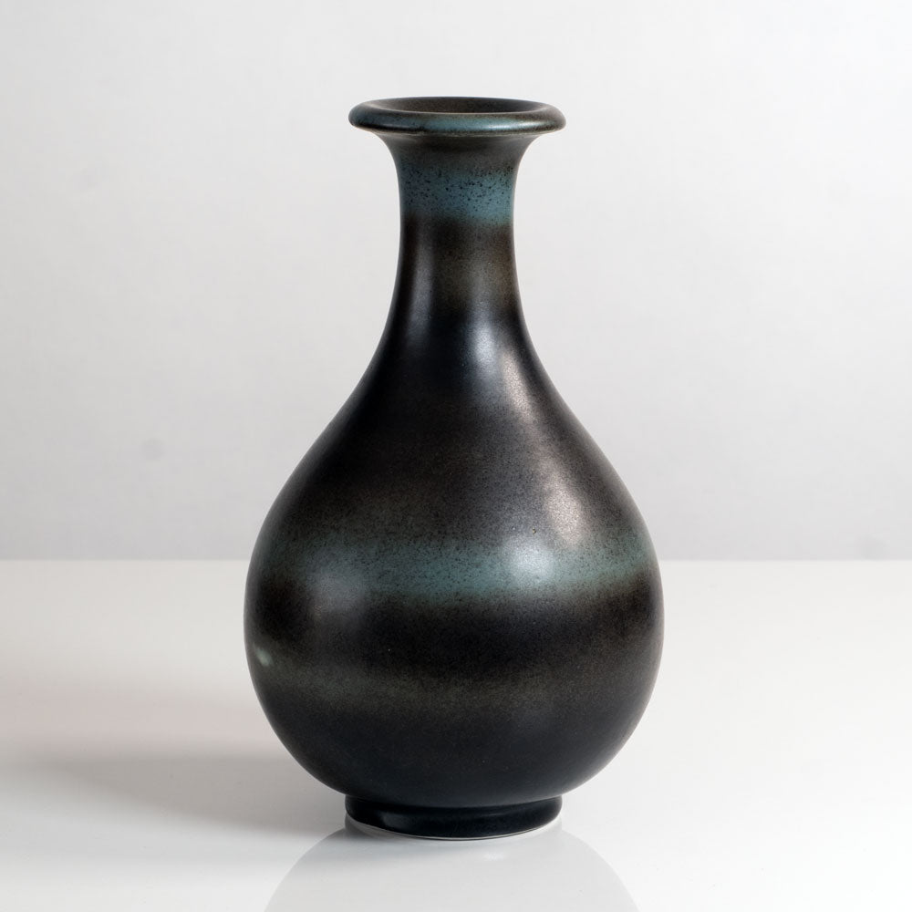 Gunnar Nylund for Rörstrand, Sweden, stoneware vase with black and blue glaze M5689