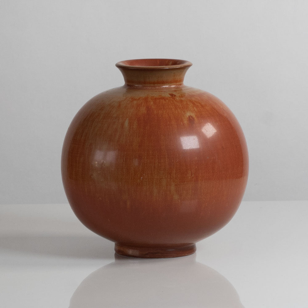 Gunnar Nylund for Rörstrand, Sweden, large round stoneware vase with golden brown glaze M5518