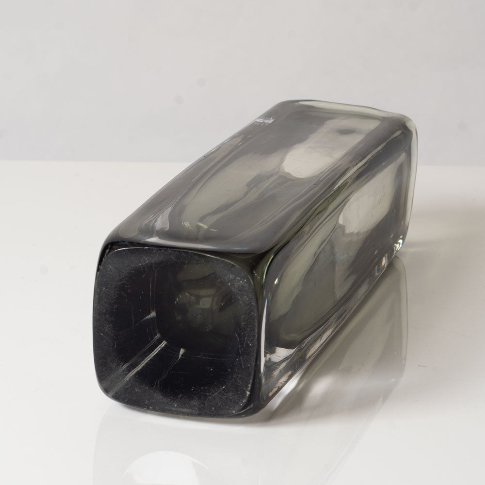 Nils Landberg for Orrefors, Sweden, rectangular gray glass "Sommerso" vase J1340
