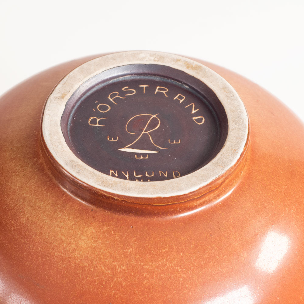 Gunnar Nylund for Rörstrand, Sweden, large round stoneware vase with golden brown glaze M5518