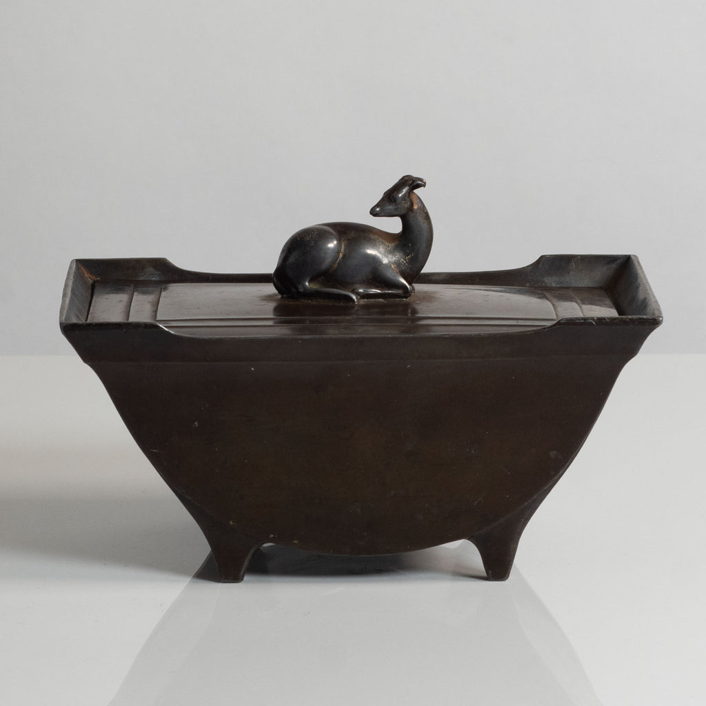 Just Andersen, Denmark, lidded box in disko metal M5735