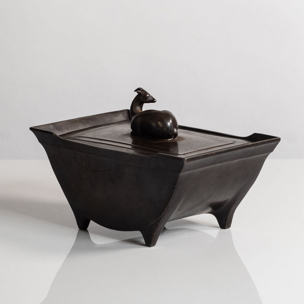Just Andersen, Denmark, lidded box in disko metal M5735