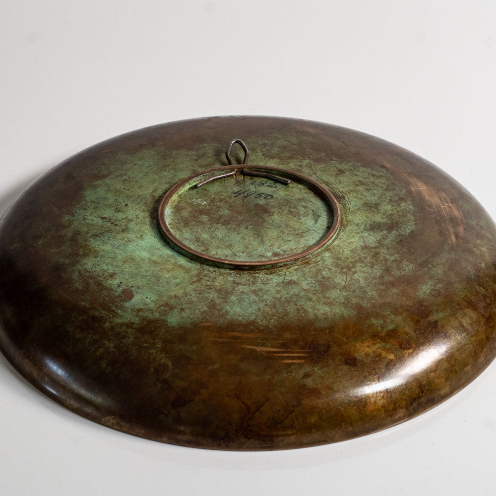 Tinos, Denmark, bronze dish with eloping couple in relief M5654