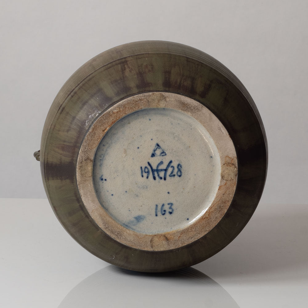 Carl Halier for Triangle Studio, Denmark, unique stoneware urn with green glaze L3325