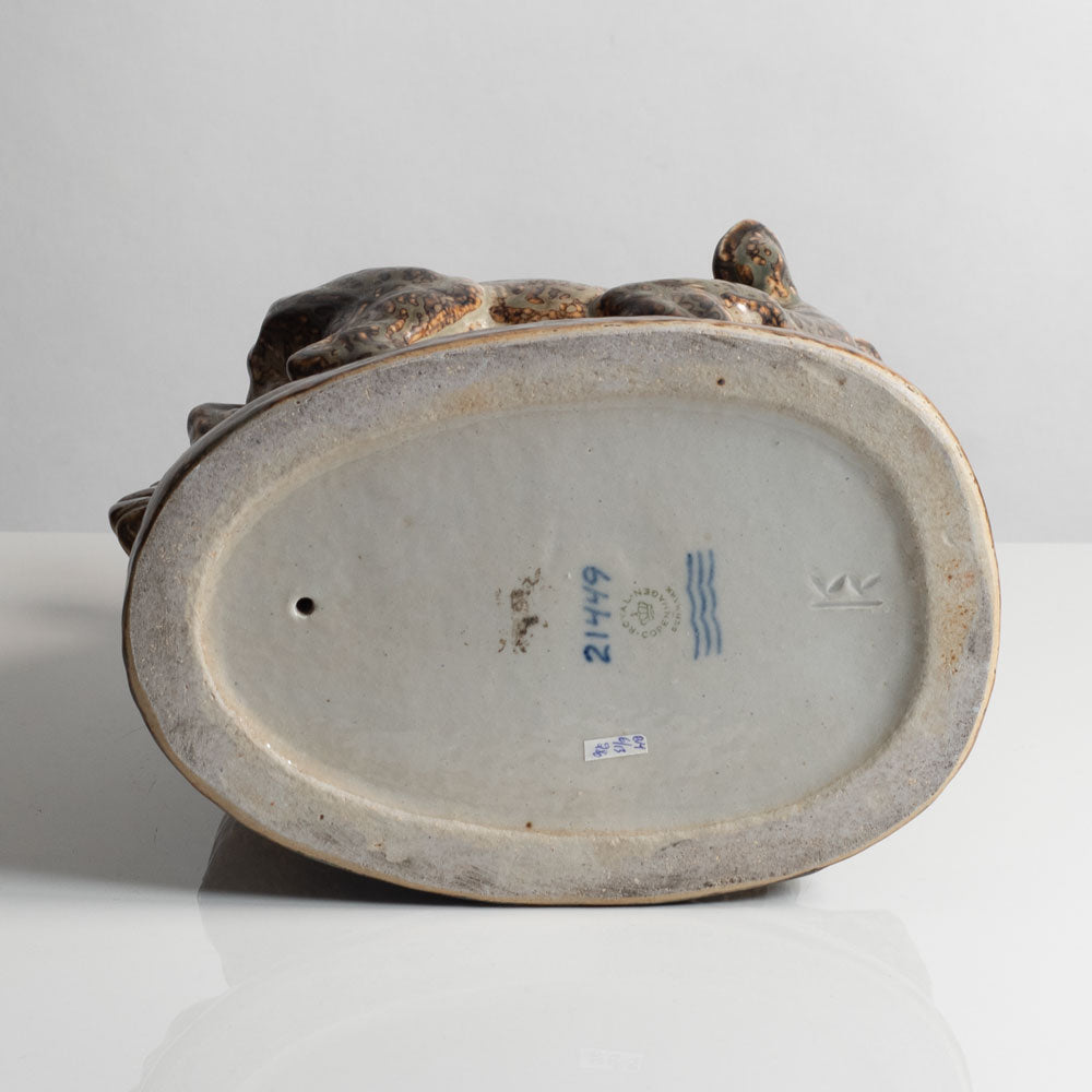 Knud Kyhn for Royal Copenhagen, Denmark, large stoneware figure of a two deer with Sung glaze M5756