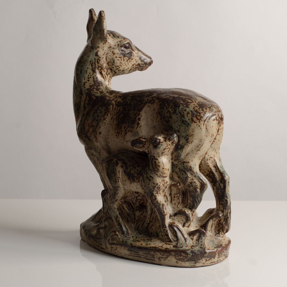 Knud Kyhn for Royal Copenhagen, Denmark, large stoneware figure of a deer with Sung glaze M5755