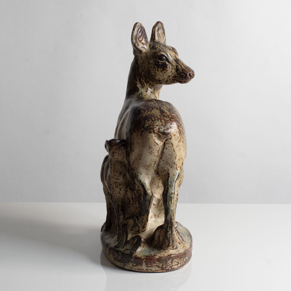 Knud Kyhn for Royal Copenhagen, Denmark, large stoneware figure of a deer with Sung glaze M5755