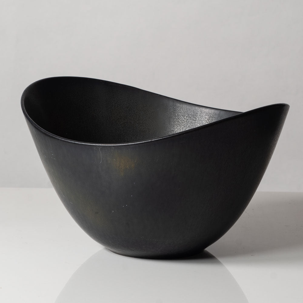 Gunnar Nylund for Rörstrand, Sweden, large ovoid bowl with black and brown glaze K2608