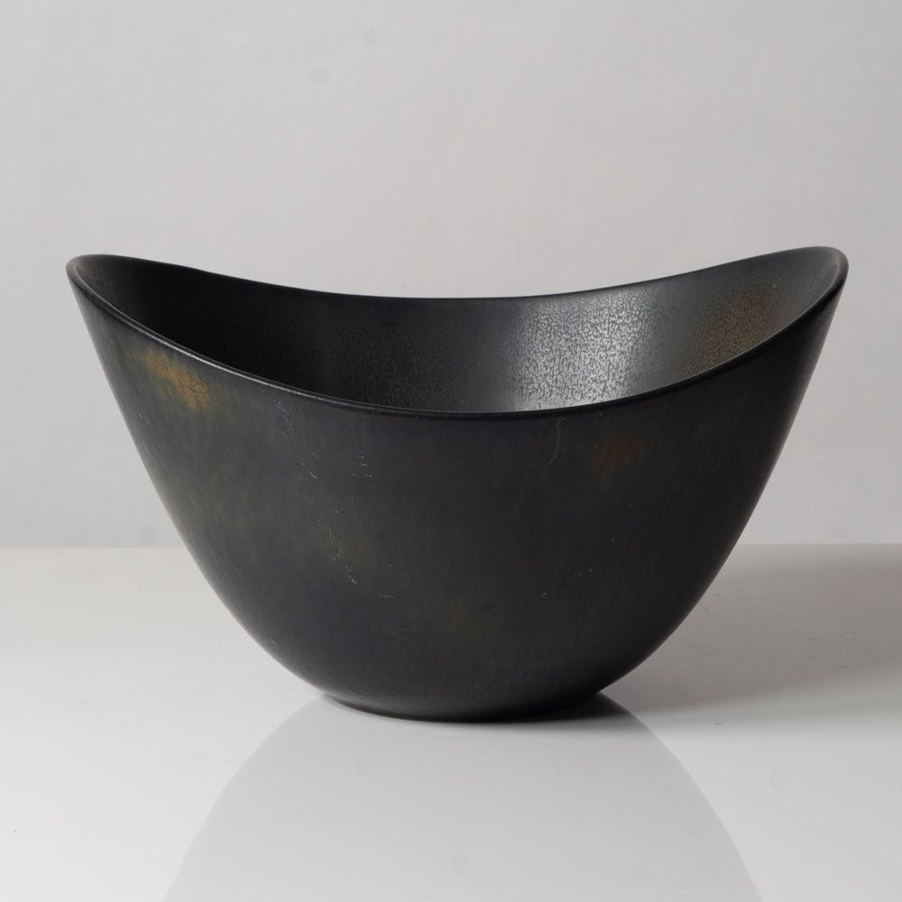 Gunnar Nylund for Rörstrand, Sweden, large ovoid bowl with black and brown glaze K2608