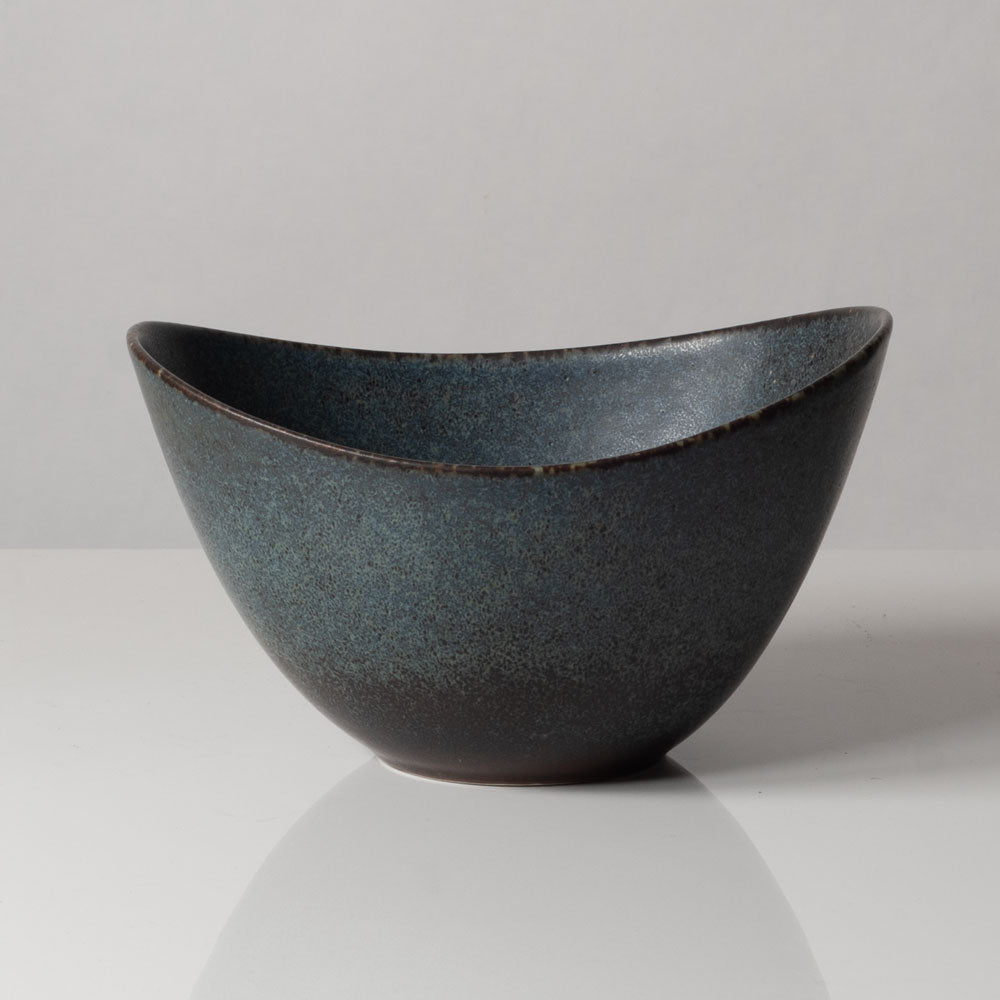 Gunnar Nylund for Rörstrand, Sweden, ceramic elliptical bowl with blue glaze L3378
