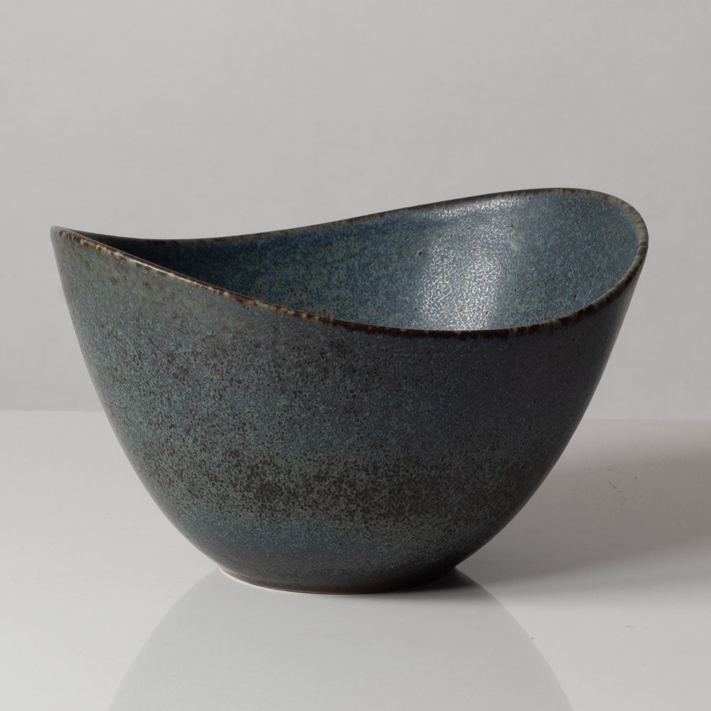 Gunnar Nylund for Rörstrand, Sweden, ceramic elliptical bowl with blue glaze L3378