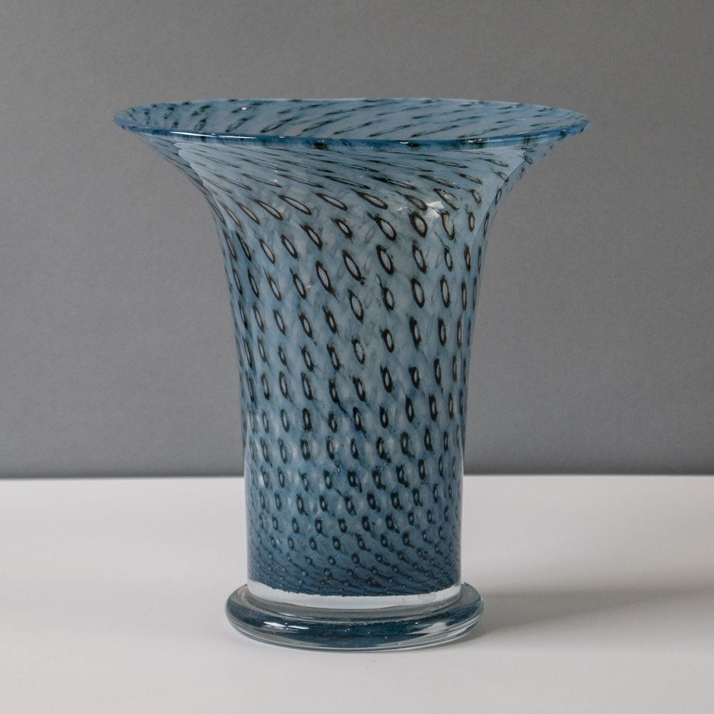 Bertil Vallien for Boda-Åfors, Sweden, unique footed vase in blue and black glass J1630