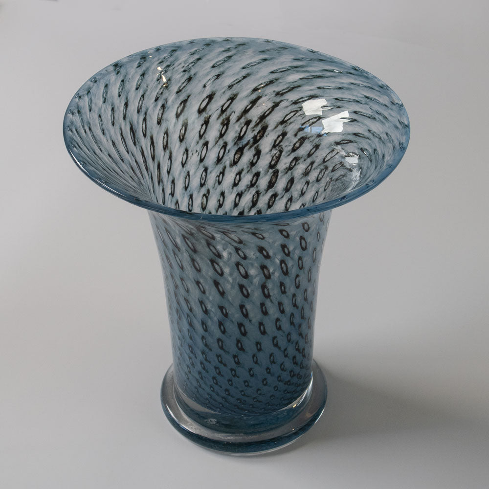 Bertil Vallien for Boda-Åfors, Sweden, unique footed vase in blue and black glass J1630
