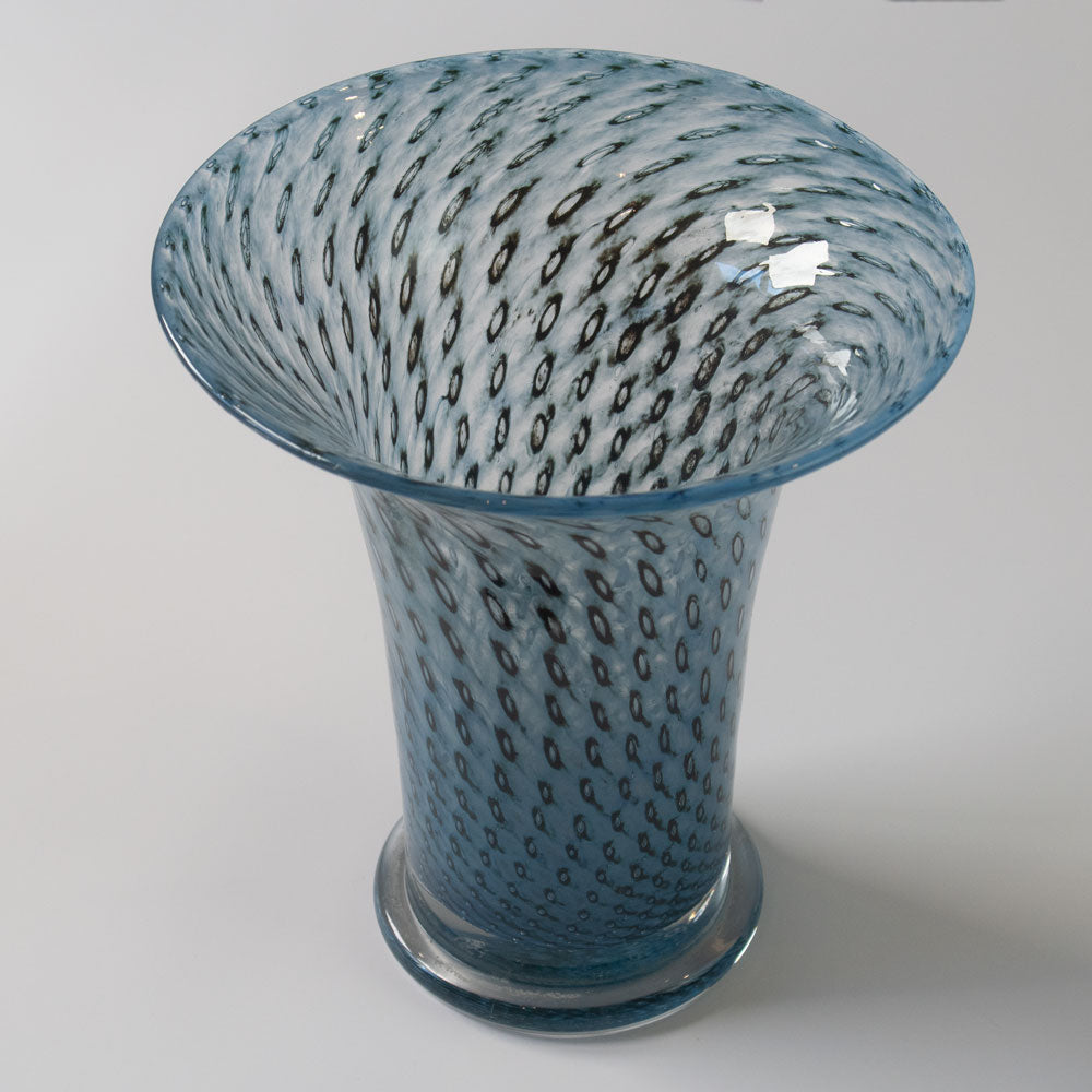 Bertil Vallien for Boda-Åfors, Sweden, unique footed vase in blue and black glass J1630