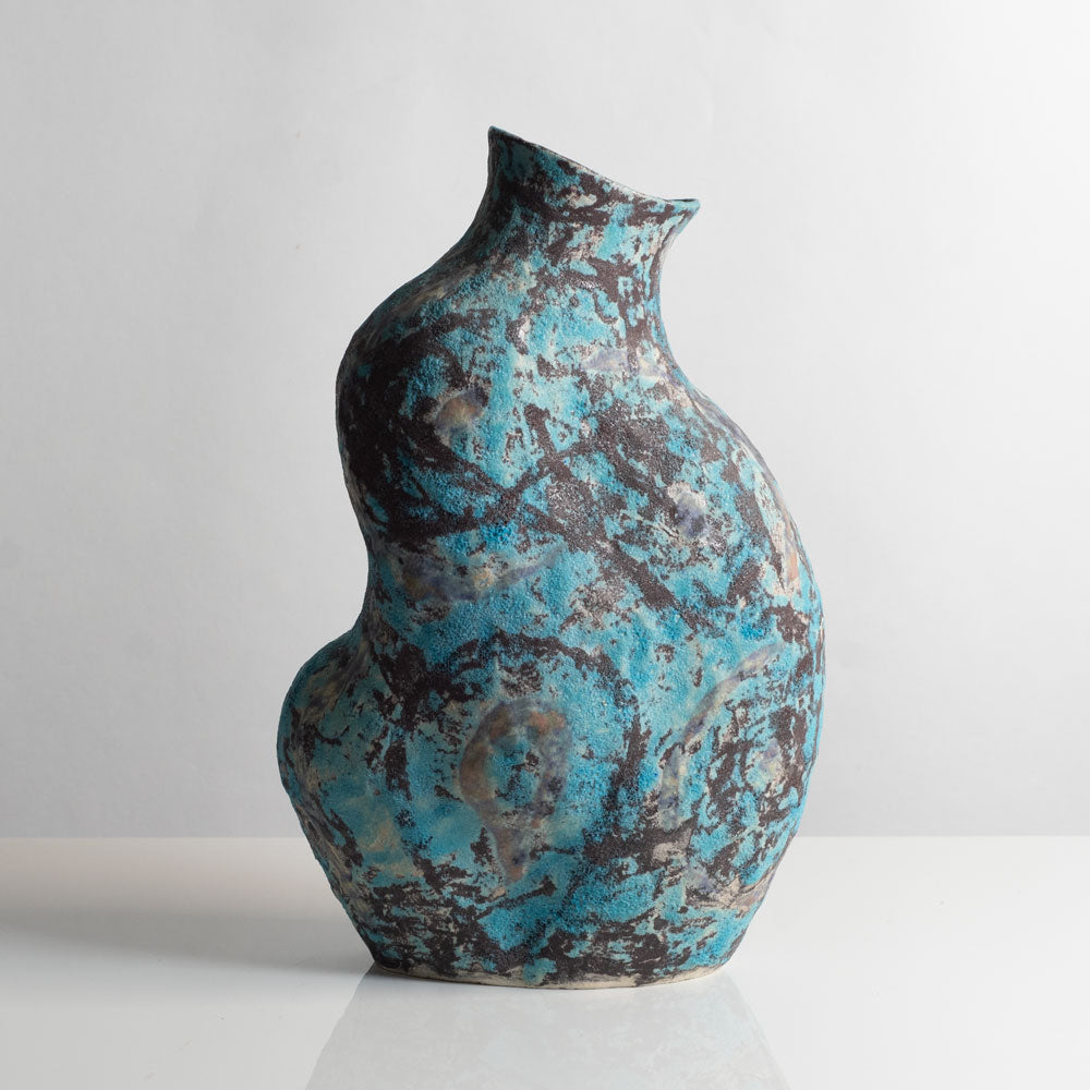 Two turquoise coil-built vessels by Julian King-Salter, UK