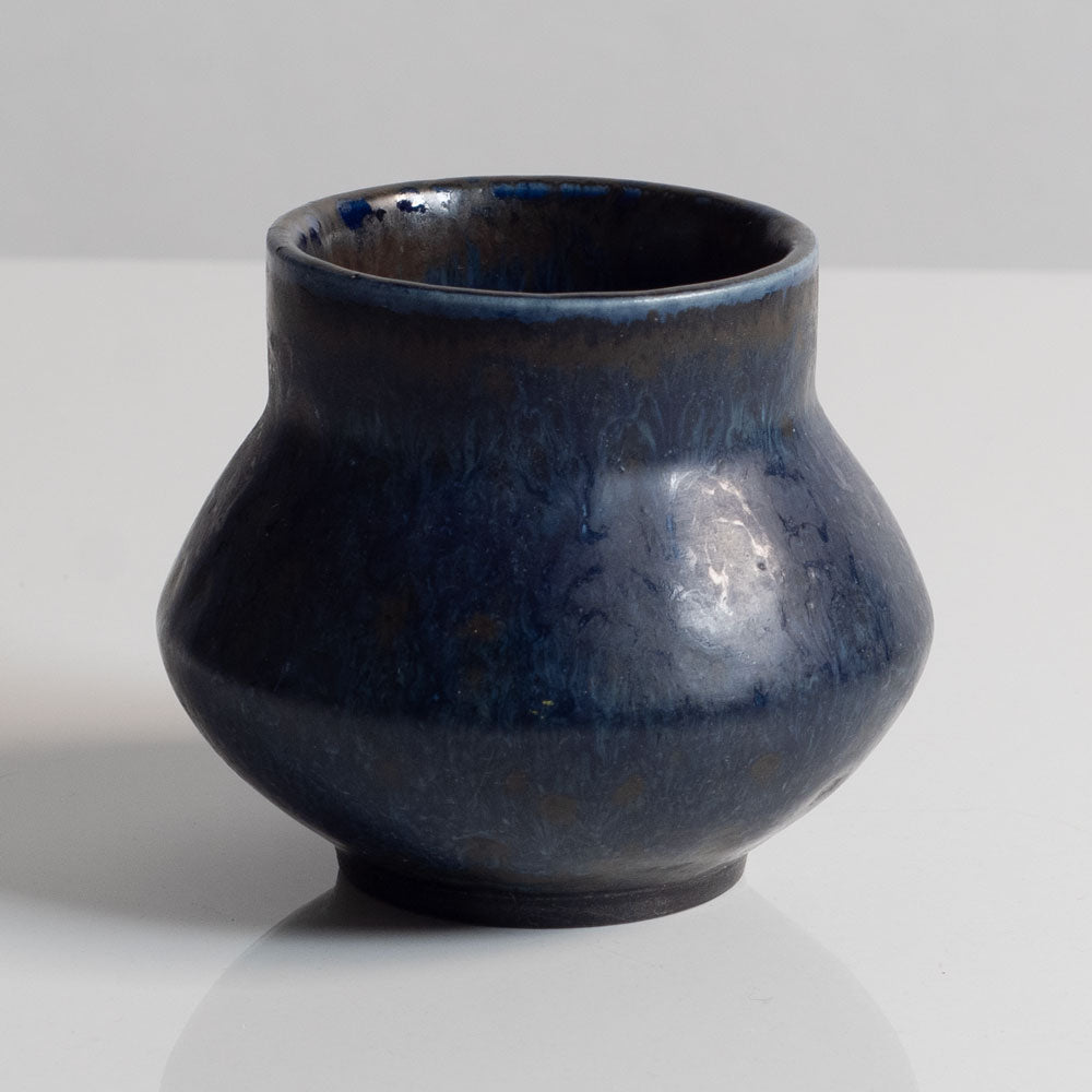 Carl Harry Stålhane for Rörstrand, Sweden, unique stoneware vase with blue glaze M5745