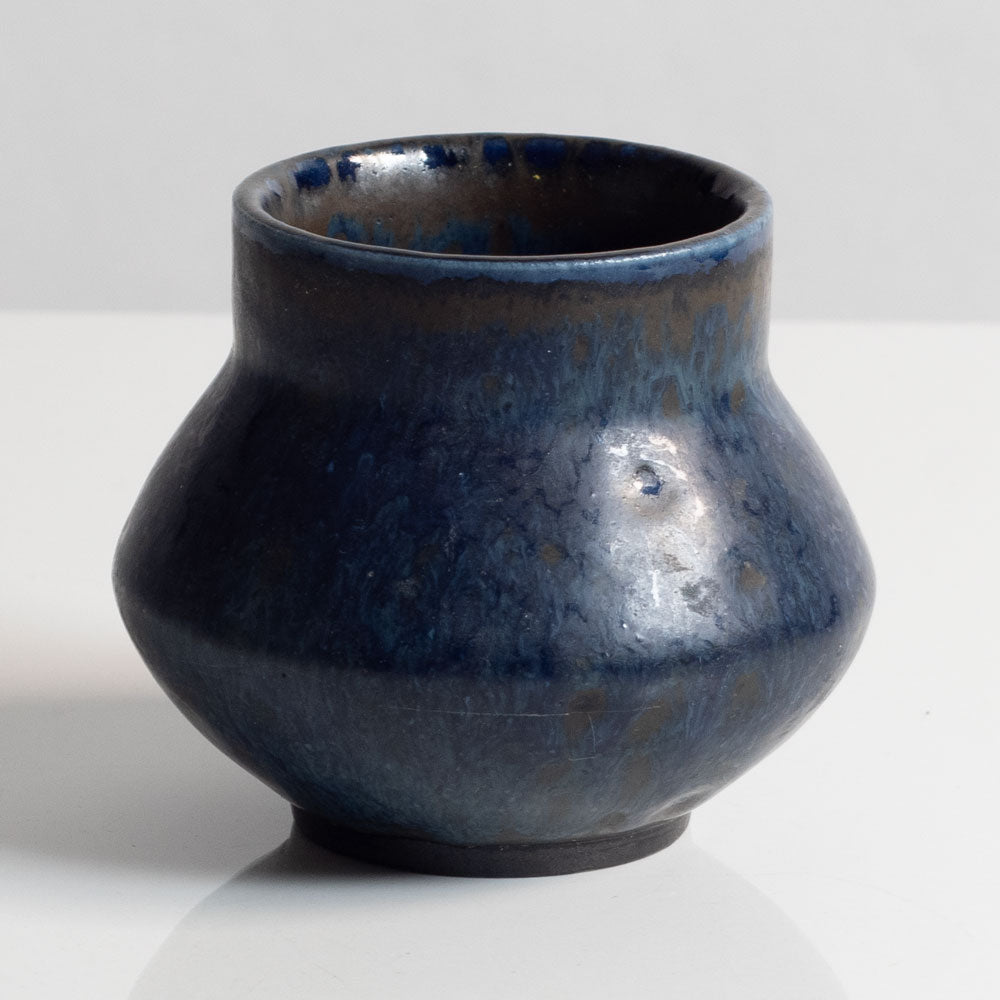 Carl Harry Stålhane for Rörstrand, Sweden, unique stoneware vase with blue glaze M5745
