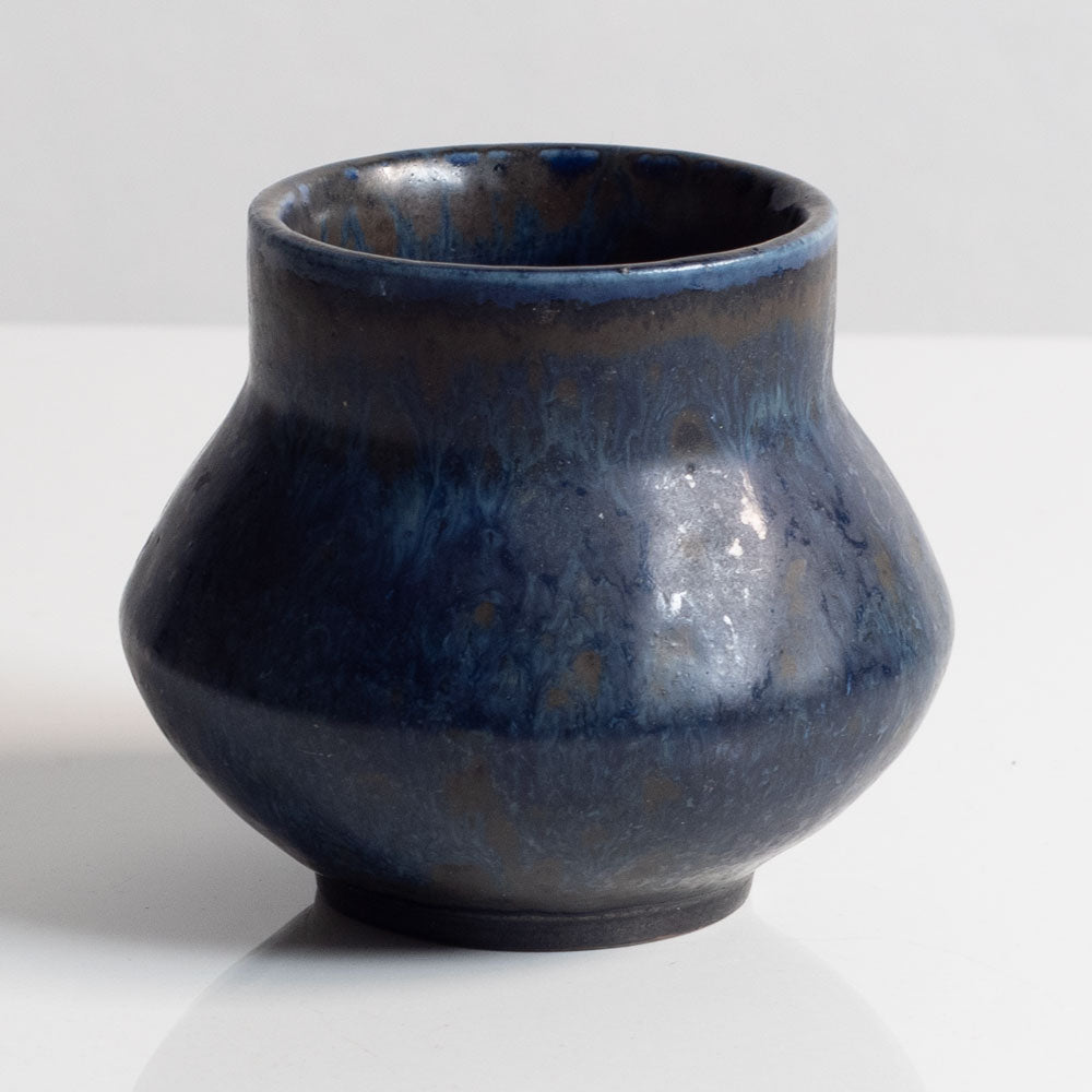 Carl Harry Stålhane for Rörstrand, Sweden, unique stoneware vase with blue glaze M5745