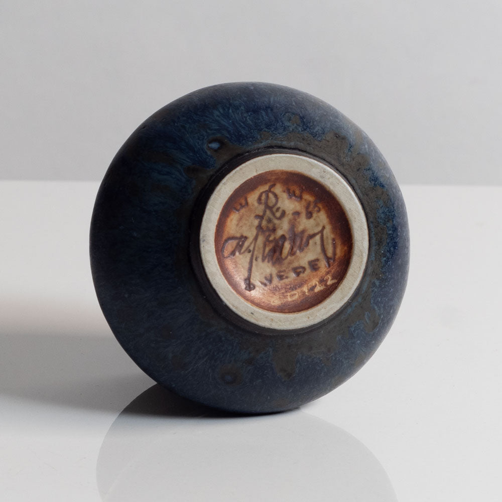 Carl Harry Stålhane for Rörstrand, Sweden, unique stoneware vase with blue glaze M5745