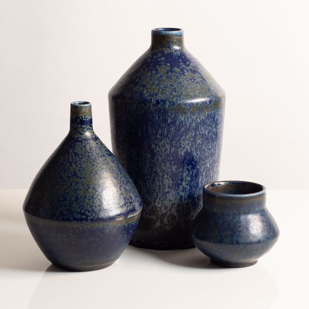 Carl Harry Stålhane for Rörstrand, Sweden, unique stoneware vase with blue glaze M5674