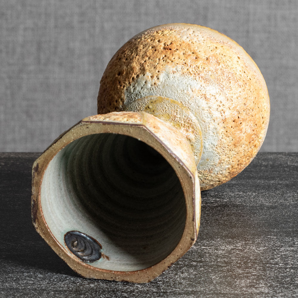 Chris Carter, UK, unique stoneware goblet form with volcanic glaze M4326