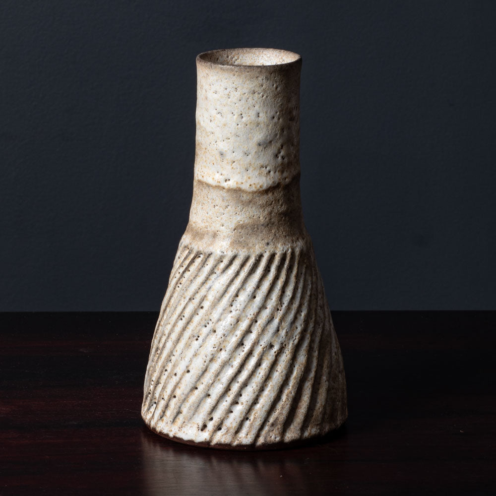 Lucie Rie, UK unique stoneware vase with oatmeal volcanic glaze L3510