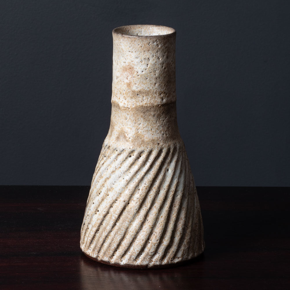 Lucie Rie, UK unique stoneware vase with oatmeal volcanic glaze L3510