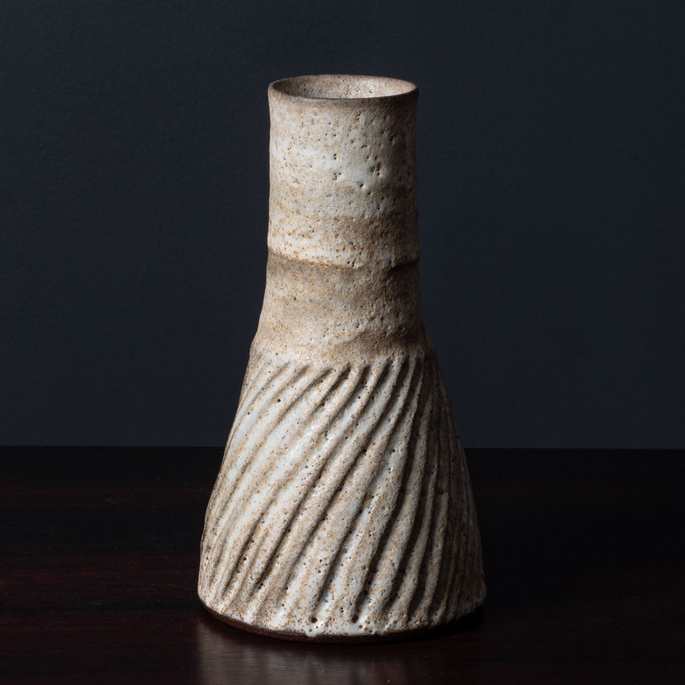 Lucie Rie, UK unique stoneware vase with oatmeal volcanic glaze L3510