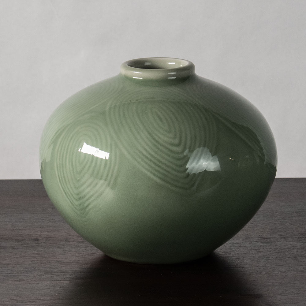 Axel Salto for Royal Copenhagen, Denmark, "Living Stones" vase with celadon glaze J1646