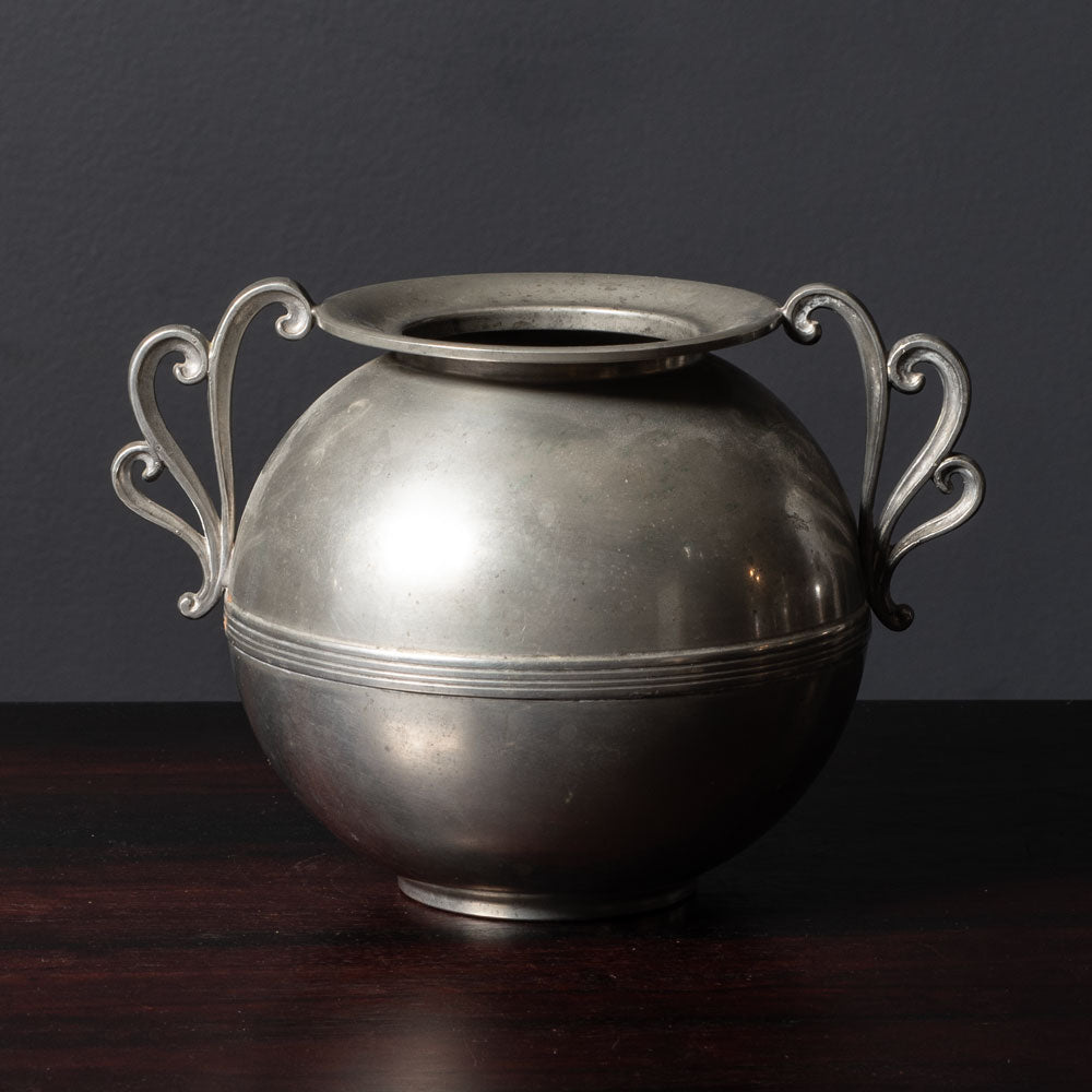 Swedish pewter round art deco vase L3549