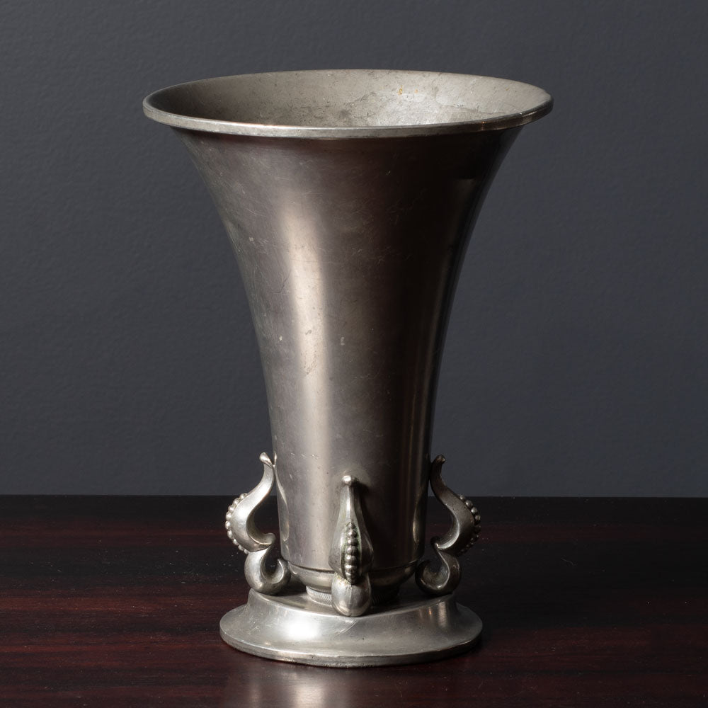 JL Hultmann, Sweden, pewter flaring art deco vase L3515