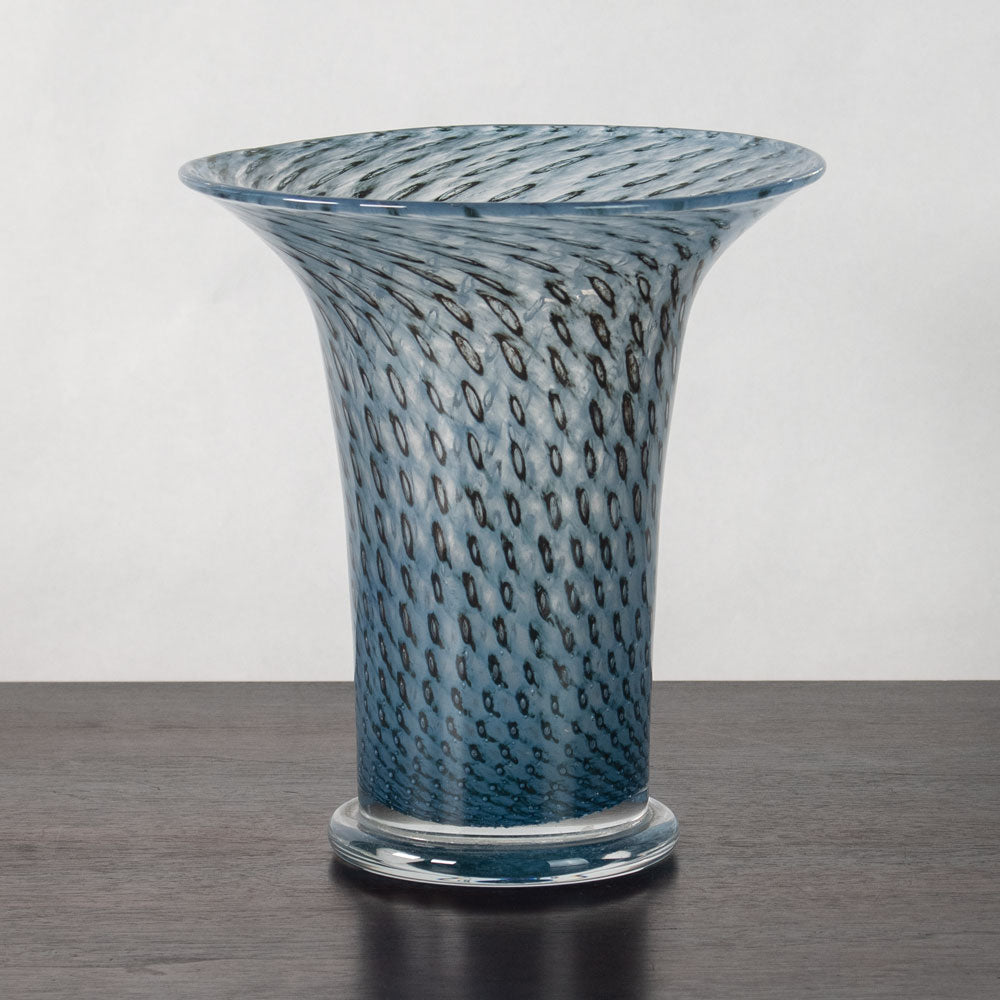Bertil Vallien for Boda-Åfors, Sweden, unique footed bowl and vase in blue and black glass