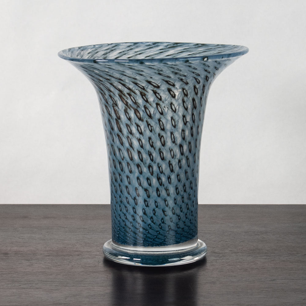 Bertil Vallien for Boda-Åfors, Sweden, unique footed vase in blue and black glass J1630