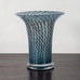Bertil Vallien for Boda-Åfors, Sweden, unique footed vase in blue and black glass J1630