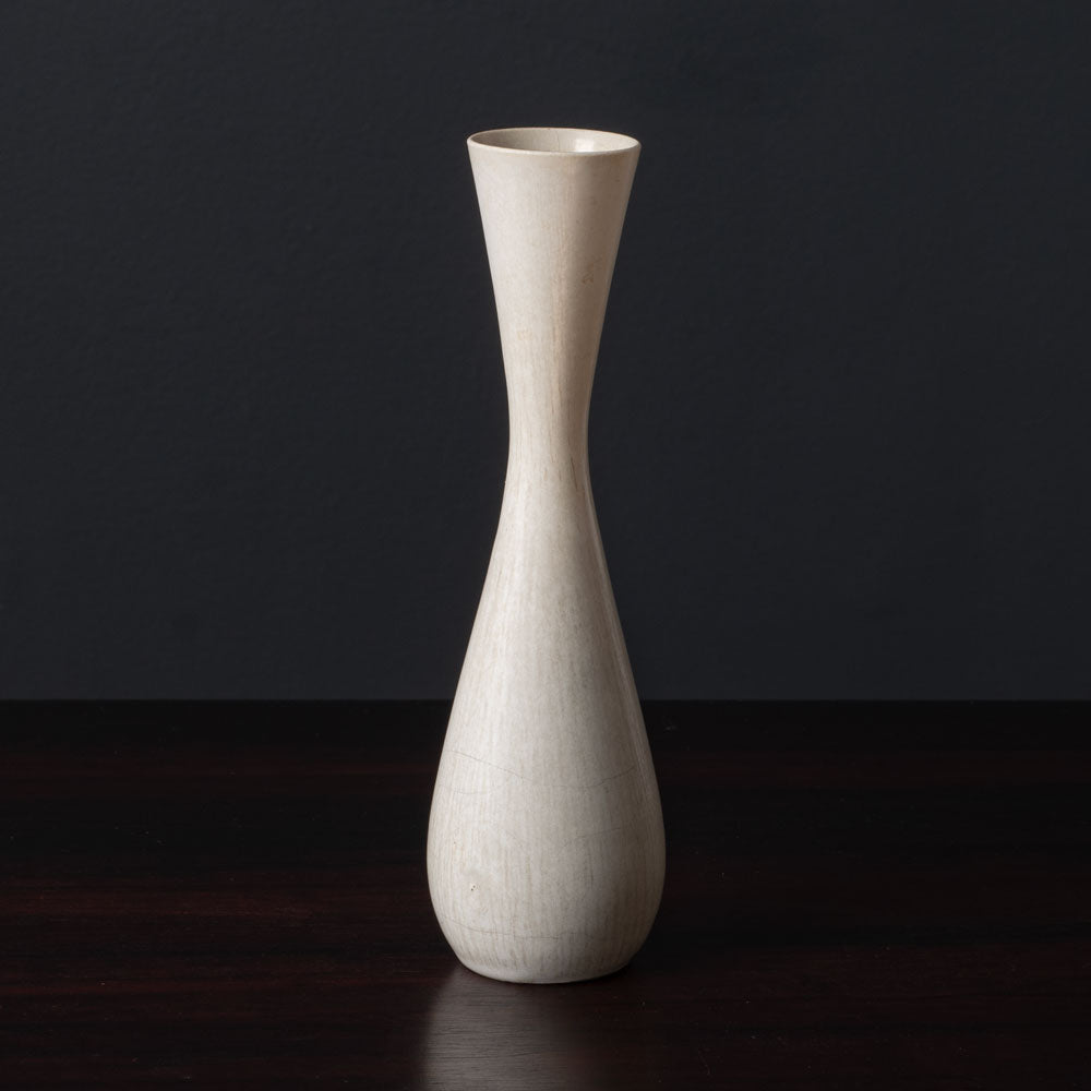 Carl Harry Stålhane for Rörstrand, Sweden, stoneware vase with white haresfur glaze L3540