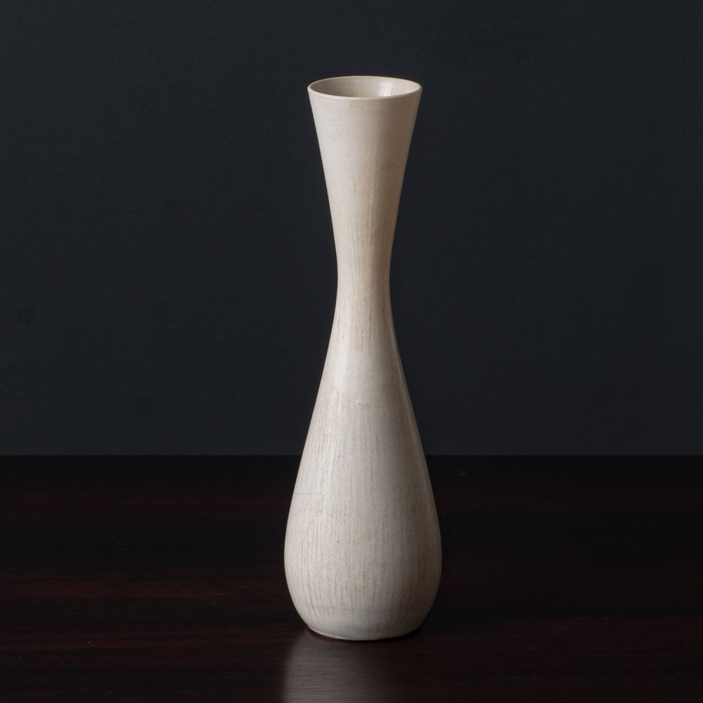 Carl Harry Stålhane for Rörstrand, Sweden, stoneware vase with white haresfur glaze L3540